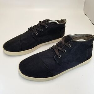 Toms Paseo Mens Size 10 Black Canvase Lace Up Fashion Mid High Tops Sneakers